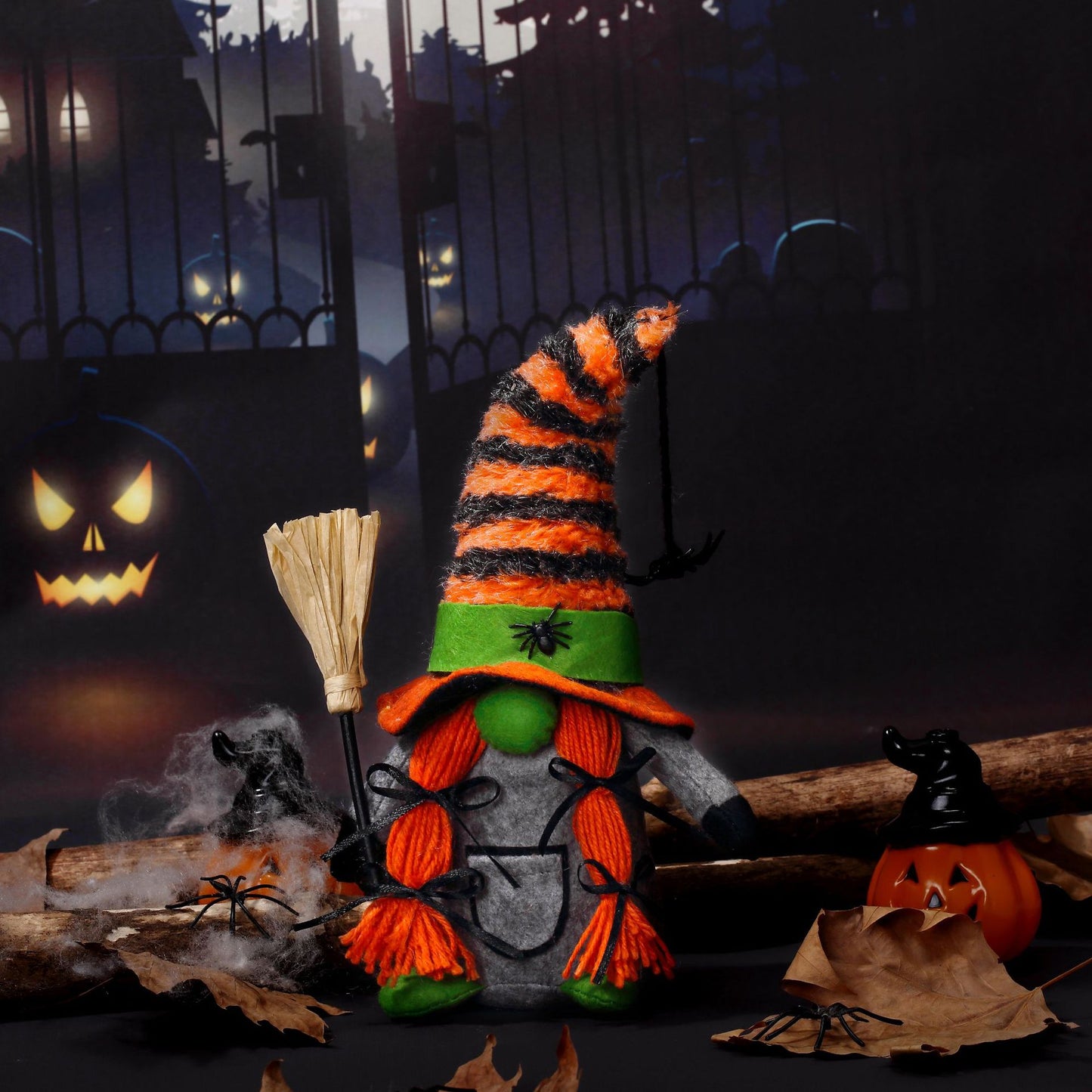 Halloween Fashion Broomstick Faceless Doll Figurine