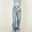 High Waist Loose Retro Brushed White Neutral Daddy Denim Trousers For Women