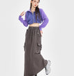 Retro Loose Pockets Workwear Skirt