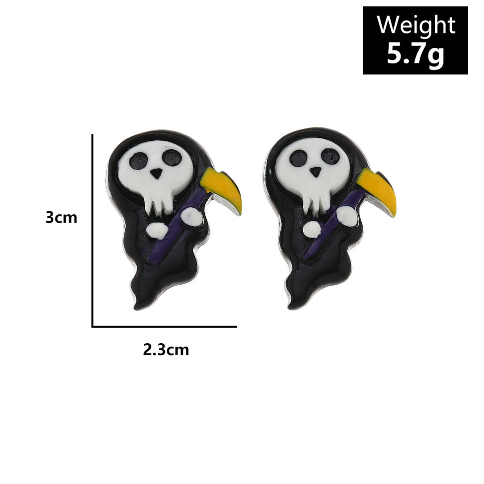 Fashion Halloween Simulation Plastic Ghost Face Pumpkin Ghost Death Ghost Festival Stud Earrings