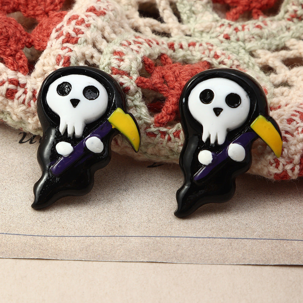 Fashion Halloween Simulation Plastic Ghost Face Pumpkin Ghost Death Ghost Festival Stud Earrings