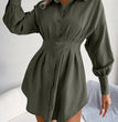 Lantern Sleeves Waist Asymmetric Dress