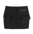 Punk Fashionmonger Personalized Asymmetric Stitching Metal Buckle Hip Skirt Sexy Hot Girl Skirt