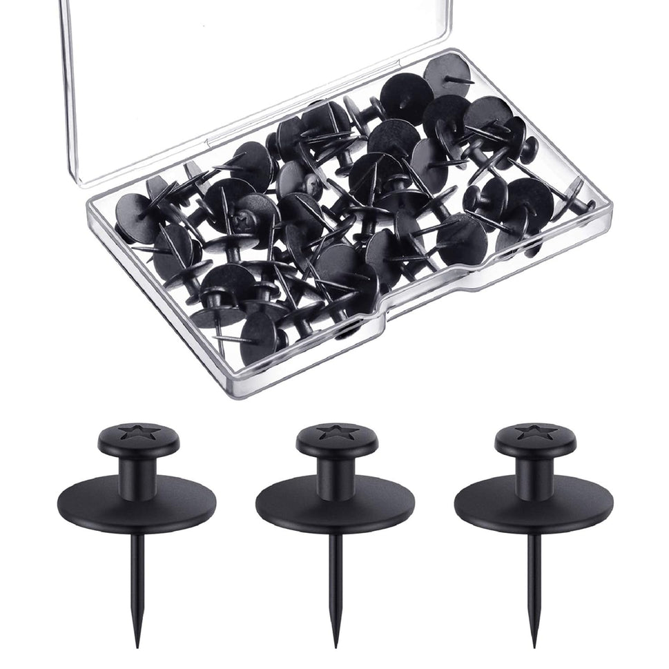 Push Pins Picture Hangers Double Headed Thumb Tacks Wall Hooks for Wall Hangings Picture Hangers Nails Small Photo Hanging Hook Pins for Home Office Photo Decor(Black,50 Pieces)