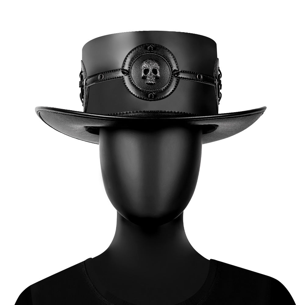 Ladies Hat Plague Doctor Flat Magic Prom Europe Adult Women's Faux Leather Top Halloween Industrial Hat