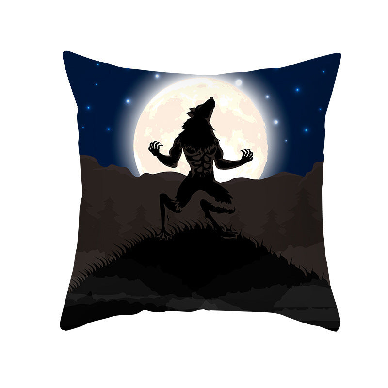 Home Cartoon Halloween Velvet Pumpkin Head Pillowcase