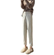 Small Women's Autumn And Winter Herringbone Pattern Woolen Trousers
