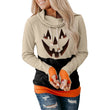Halloween Long Sleeve Sweater Women Christmas Cartoon Pattern Contrast Color High Neck Pullover Ladies