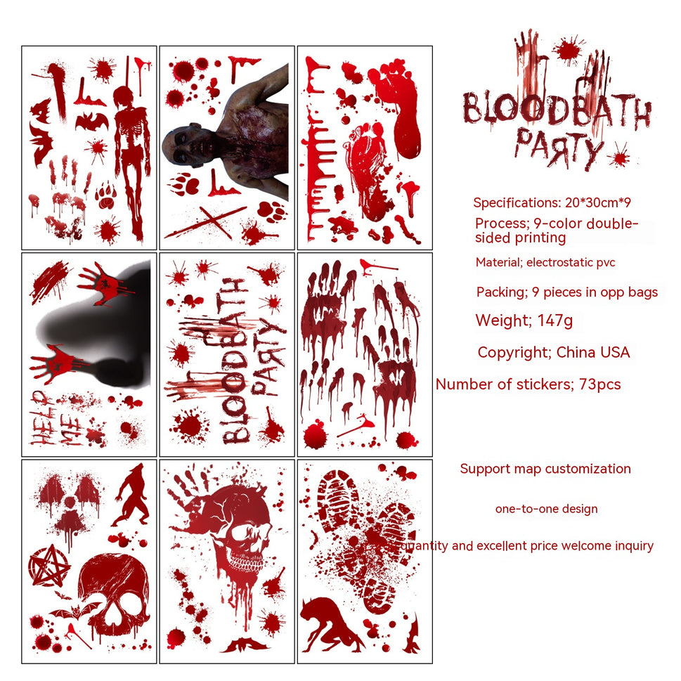 Halloween Blood Static Window Stickers Bathroom