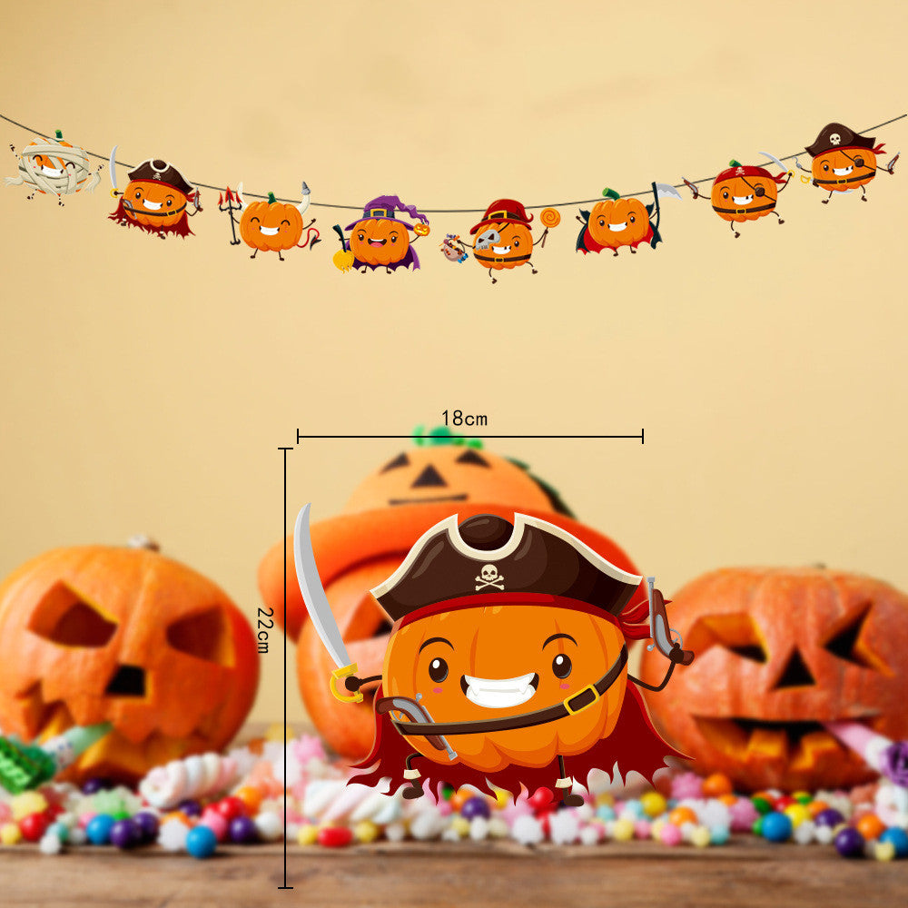 Halloween Jack-o-lantern Spider Web Pull Flag