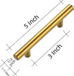 10 Pack 5 Inch Cabinet Pulls Brushed Brass Stainless Steel Kitchen Drawer Pulls Cabinet Handles 5”Length, 3” Hole Center