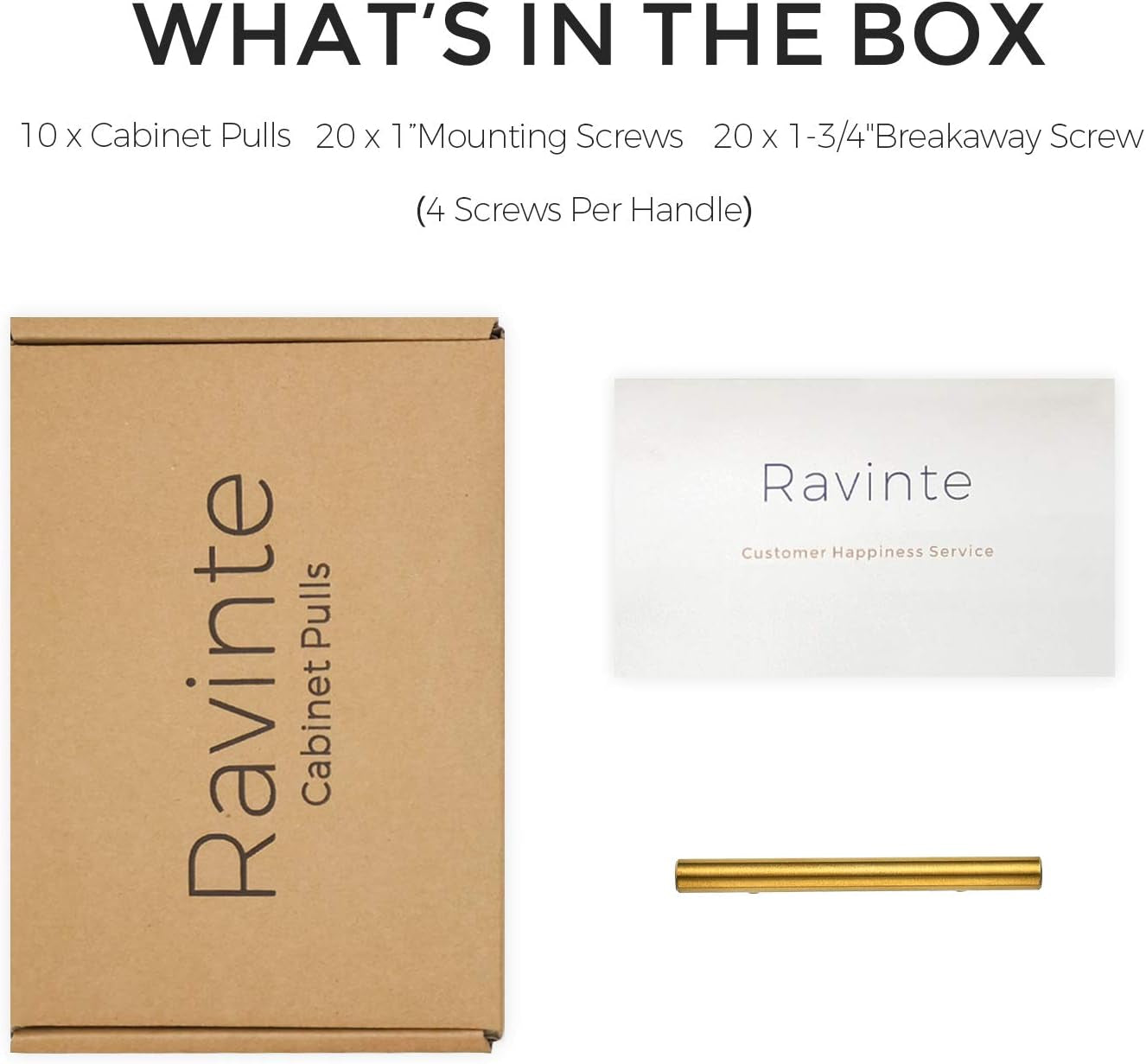 10 Pack 5 Inch Cabinet Pulls Brushed Brass Stainless Steel Kitchen Drawer Pulls Cabinet Handles 5”Length, 3” Hole Center