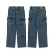 Cargo Pocket Straight-leg Denim Trousers
