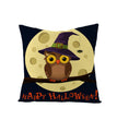 Halloween Linen Cute Cartoon Printed Kitten Pumpkin Head Pillow Cover