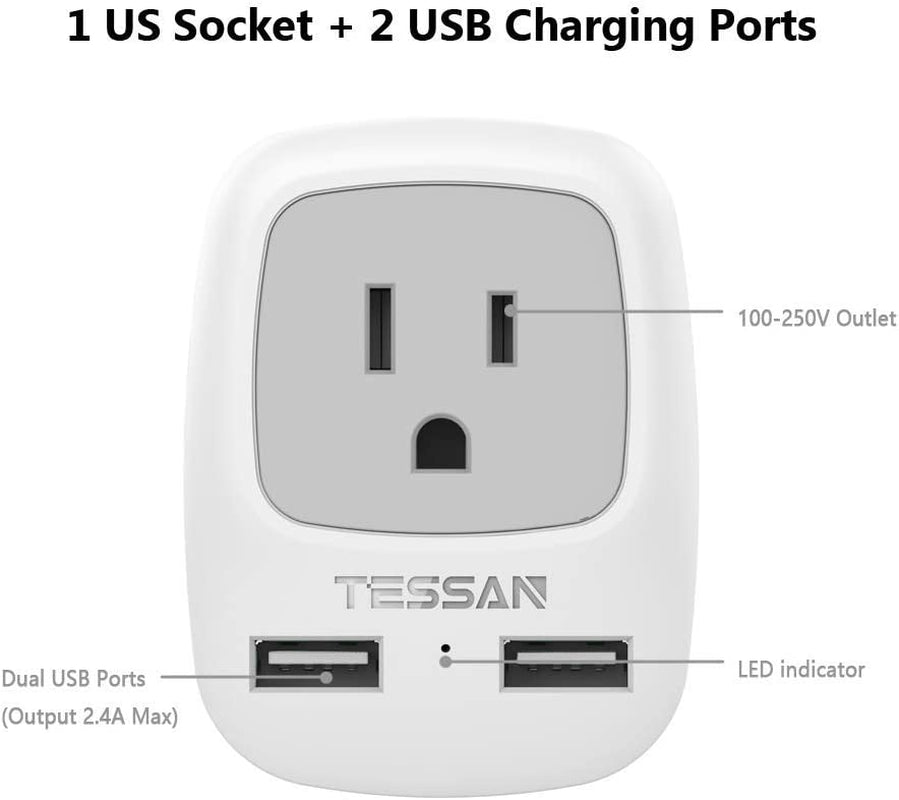 UK Adapters for Travel, Ireland Hong Kong Plug Adapter with 2 USB, Type G Outlet Adaptor Charger for USA to British England Scotland Irish Qatar London