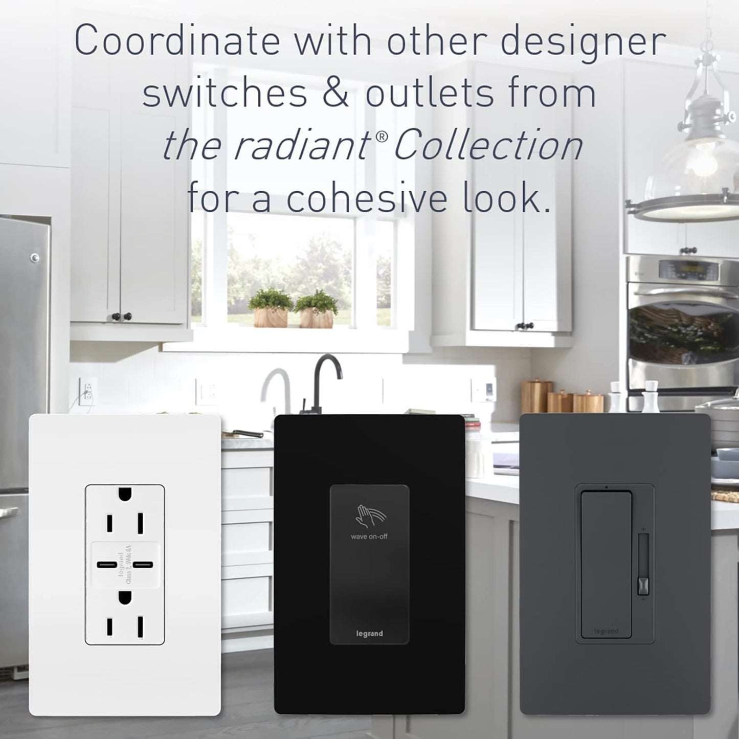 Legrand Radiant Adjustable LED Night Light Outlet, Nightlight Electrical Outlets, Tamper Resistant, Safe for Kids, White, NTL885TRWCC6