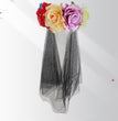 Halloween Headband Rose Flower Black Veil Witch
