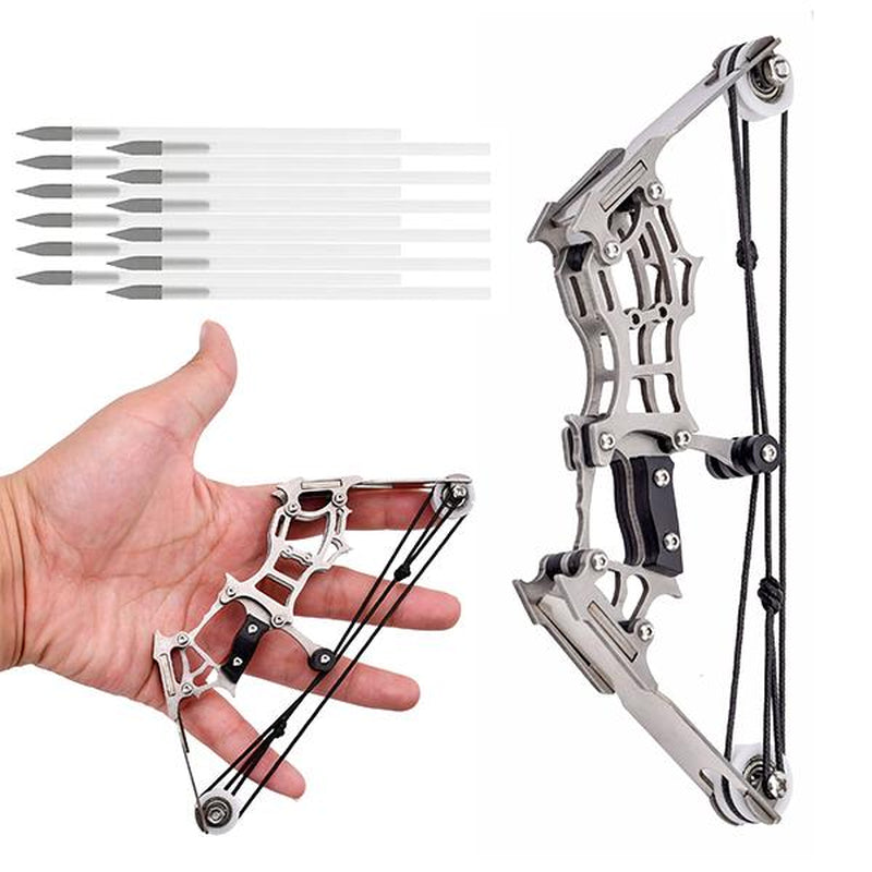 3-Size Mini Stainless Steel Compound Bow & Arrow Set with Pulley System for Beginners Indoor/Outdoor Fun LH/RH Use Ultimate Gift for Teens & Adults