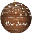 2023 Christmas Round Wooden Plaque Hanging Decoration Cross-border Christmas Hanging Decoration Souvenir