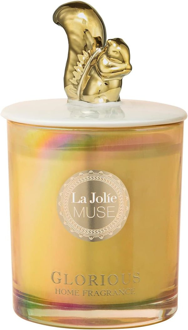 Rose Scented Soy Candle with Squirrel Lid, 8.5 oz