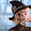Women's Steampunk Halloween Witch Hat Black Knitted Wool For Party Masquerade Cosplay Costume