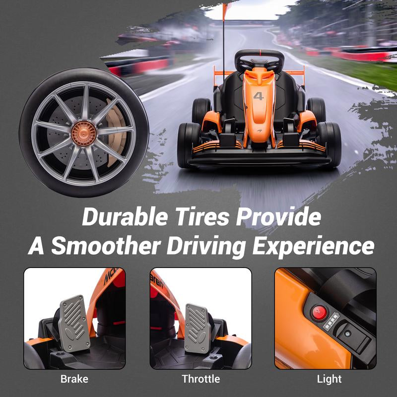 First Ride on 24V/36V Kids Electric Drift Go Kart 7.5MPH Ride on Race Car with Adjustable Seat Dual 200W Motors Fast Fun Toy for Boys - Trike, Black Friday & Cyber Monday, Christmas Gift for Kids