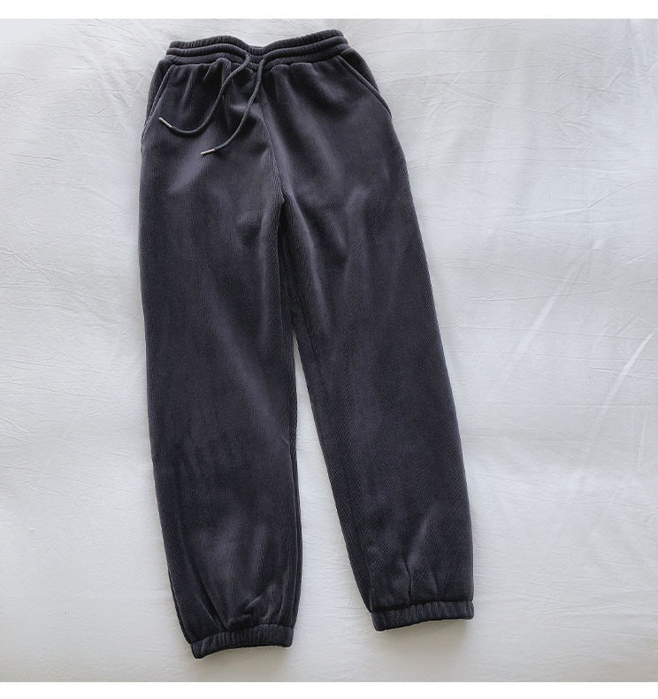 Sports Pants Female Fleece Lined Thick Loose Outerwear Casual Pants