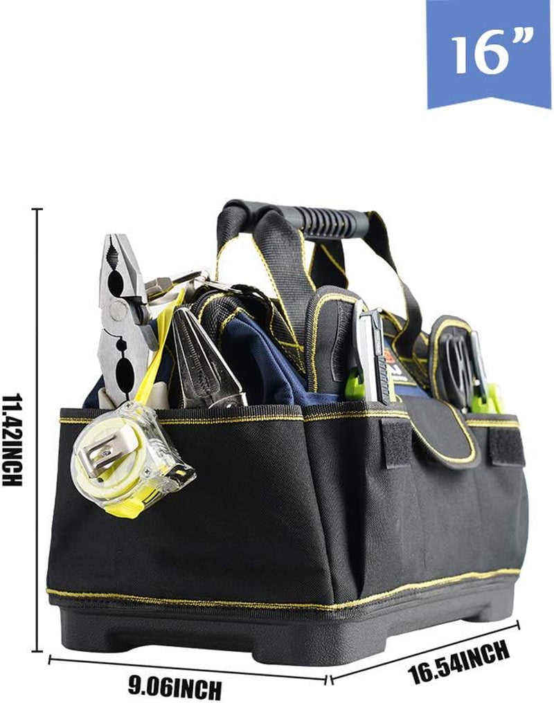 16 in Heavy Duty Tool Bag with 1 Mini Tool Box,Waterproof Tool Tote Bag with Adjustable Shoulder Strap,Large Capacity Tool Organizer Bag for Men,Carrier and Organizer,Blue