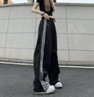 Contrast Color Side Striped Black Pants For Women