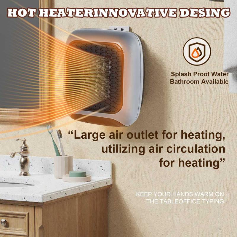 Heater Wall Outlet Small Space Heater with Adjustable Thermostat, Programmable 12-Hour Timer, Auto Shut off - Quiet, Space-Saving, Ceramic