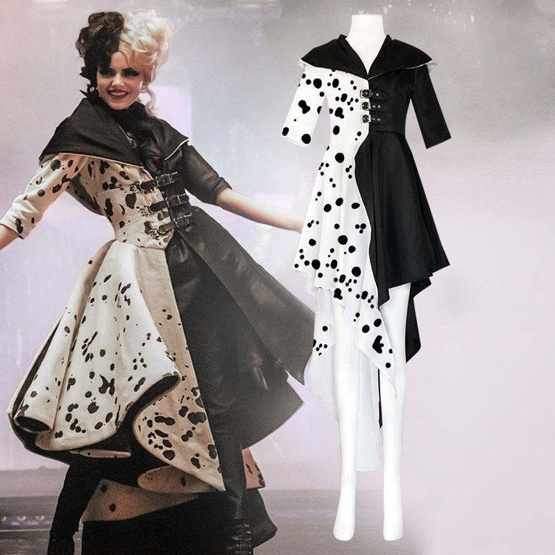 Halloween Costume Cosplay Evil Queen Black White Dress Jacket