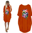 Halloween Skull Print Stitching Plus Size Dress