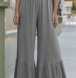 Solid Color Loose Mop Wide Leg Pants Women's High Waist Ruffles