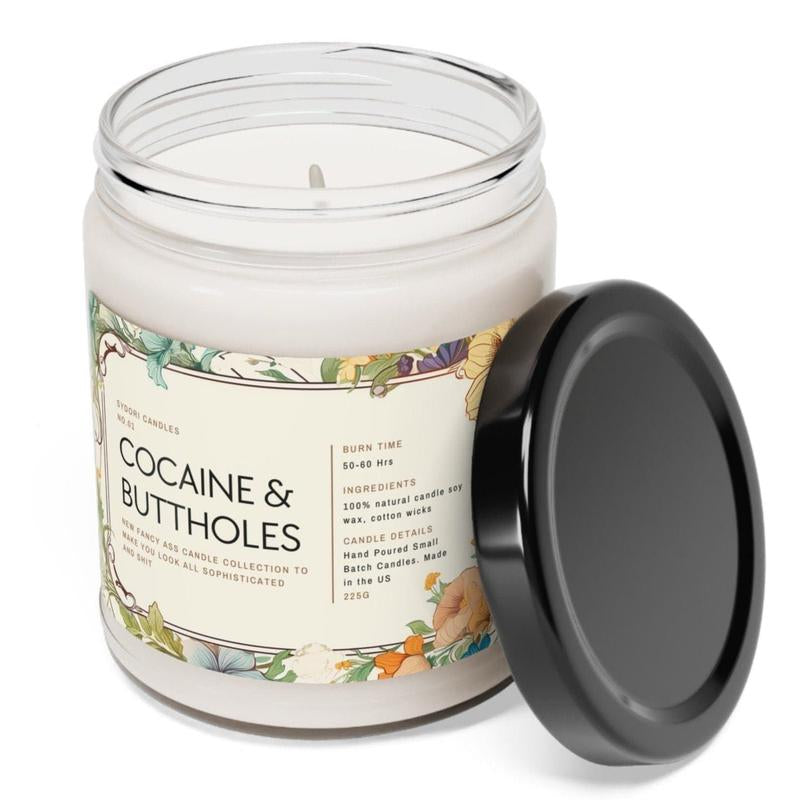 Funny Cocaine and Buttholes Fancy Ass Candle Collection, 9Oz Candle Burning Time: 50-60 Hours