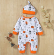 Boys And Girls Halloween Print Hooded Jumpsuit