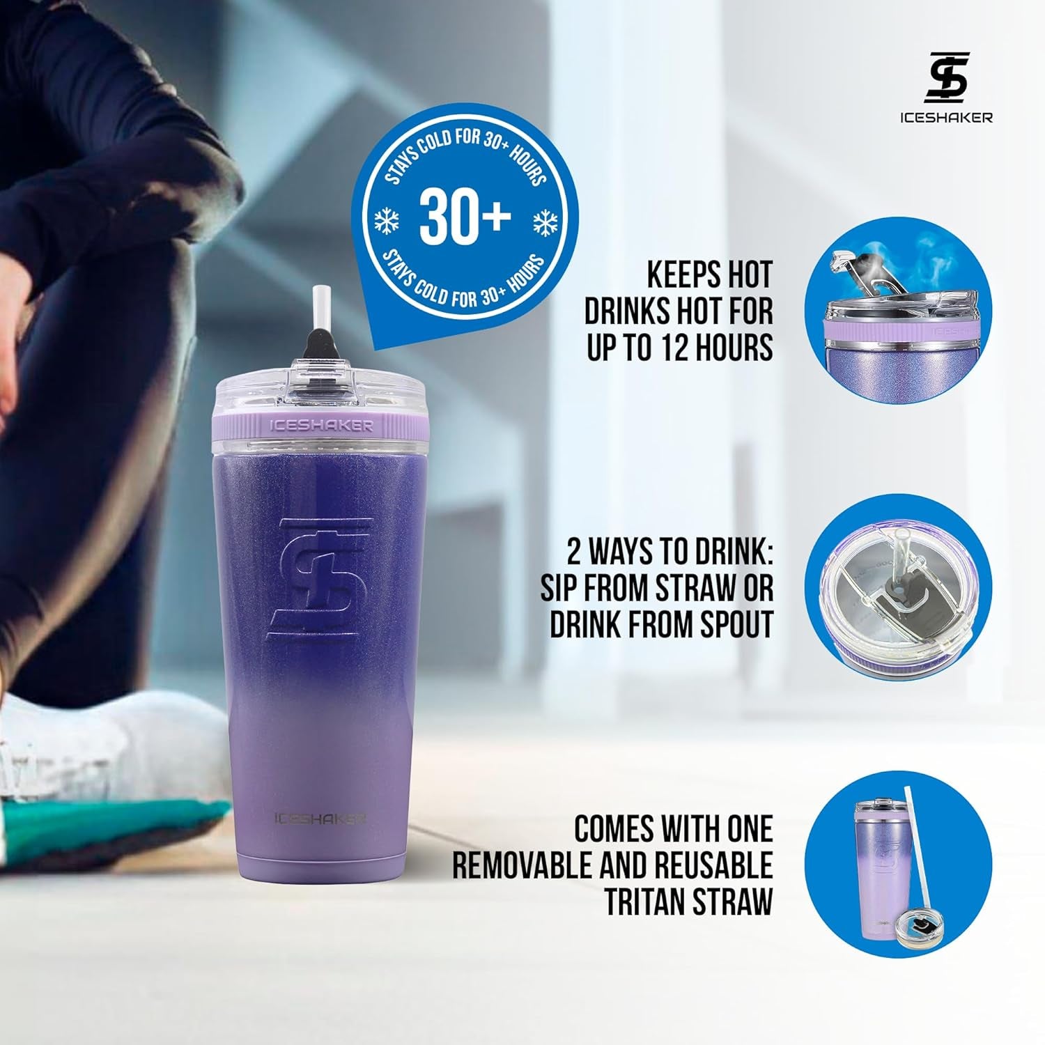 Insulated Stainless Steel Tumbler | 20 Oz, Lilac Dreaming | 30+ Hours Cold & 12+ Hours Hot | Removable Straw and Drink Spout | Odor-Free Tumbler Cup for Coffee, Tea, Smoothies, Cocktails