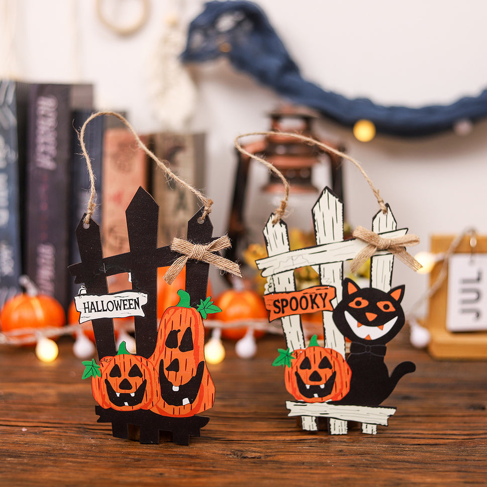 Halloween Black Cat Fence Door Decorations Hanging