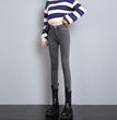 High Waist Velvet Thickening Denim Female Stretch Feet Pants