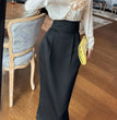 Air High Waist Flattering Sheath Elegant Show Thin Black One-line Step Skirt