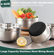 Mixing Bowls with Airtight Lids，6 Piece Stainless Steel Metal Nesting Storage Bowls, Non-Slip Bottoms Size 7, 3.5, 2.5, 2.0,1.5, 1QT, Great for Mixing & Serving(Black)