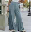 Solid Color Loose Mop Wide Leg Pants Women's High Waist Ruffles