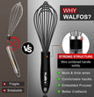Silicone Whisk,Stainless Steel Wire Whisk Set of 3 -Heat Resistant 480°F Kitchen Whisks for Non-Stick Cookware,Balloon Egg Beater Perfect for Blending,Whisking,Beating,Frothing & Stirring,Black