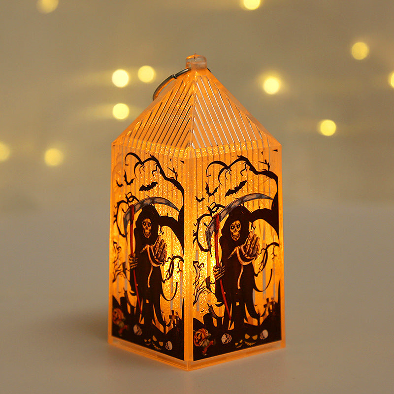 Halloween Pumpkin Lamp Decorations Children's Portable Small Night Lamp Cage Desktop Decoration Layout Props
