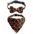 Halloween Pumpkin Cat Collar Two Piece Set Kitten Collar Saliva Bib