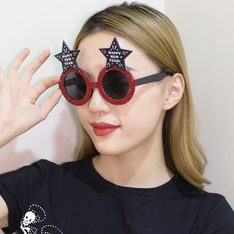 Creative 2024 Happy New Year Party Glasses Supplies Photo Props Holiday Dance Dress Up Funny Glasses