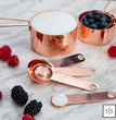 Copper Measuring Cups and Spoons Set – 8-Piece Stackable Stainless Steel Metal Measuring Utensils – Stylish and Sturdy Rose Gold Kitchen Accessories for Baking and Cooking
