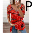 Halloween Theme Digital Printing Hollow V-neck Long-sleeved T-shirt