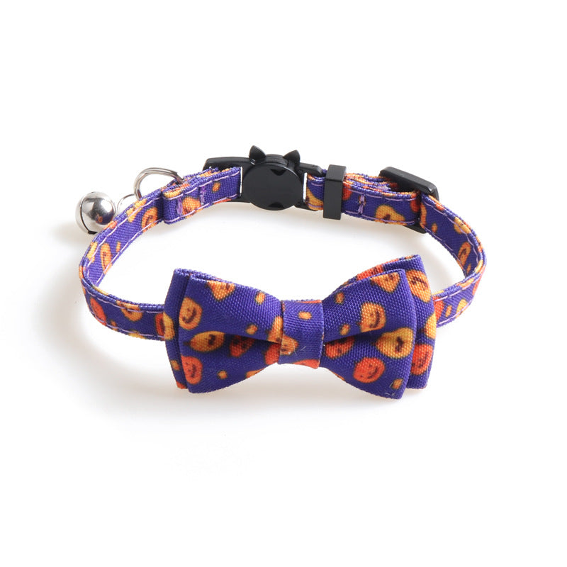 Halloween Pumpkin Cat Collar Two Piece Set Kitten Collar Saliva Bib
