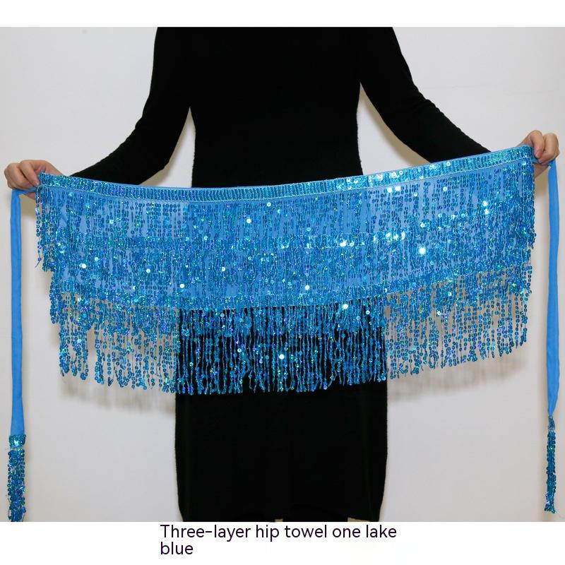 Halloween Belly Dance Costume Sequined Tassel Hip Skirt Waist Scarf