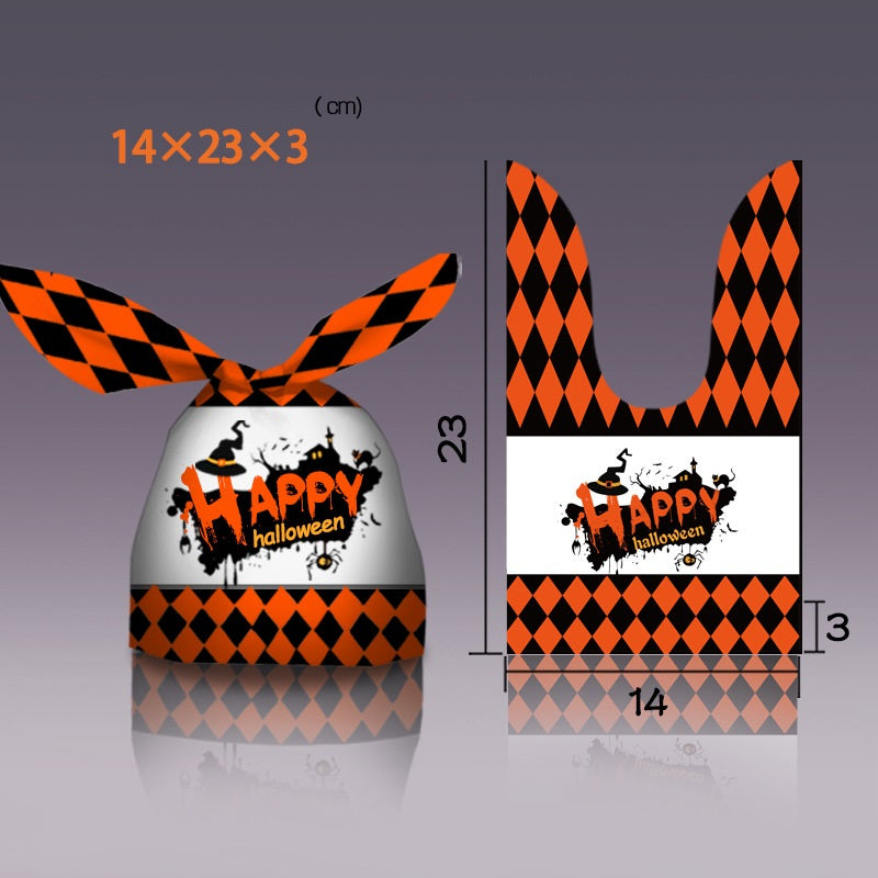 New Halloween Packaging Bag Rabbit Ears Pumpkin Candy Snack Bag Baking Biscuits Gift Bag 50 PCs